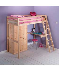 High Sleeper with Wardrobe- Desk and Mattress