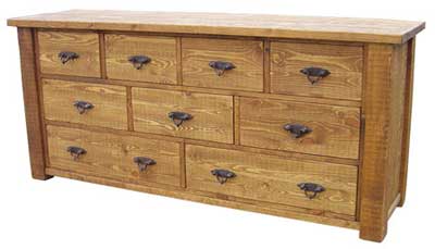 pine SIDEBOARD LARGE MULTI DRAWER ROUGH SAWN