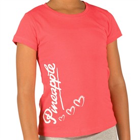 Girls Heart T-Shirt Shocking Coral