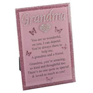 Glitter Grandma Verse Glass Plaque