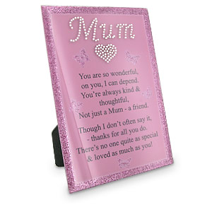 Glitter Mum Verse Glass Plaque