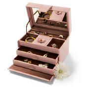 Leather Effect Flower Jewellery Box