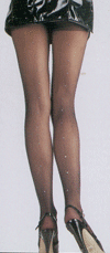 Sheer Tights With Rhinestone Seam- Black- One Size