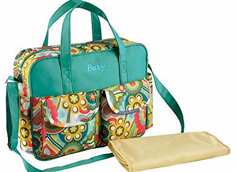 Pixnor  Waterproof Mummy Handbag Baby Diaper Nappy Bag Nursery Changing Bag (Flowers Pattern)