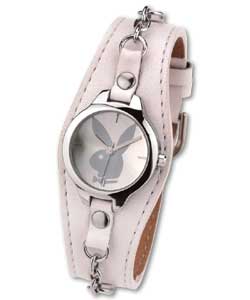 Ladies White Cuff Watch