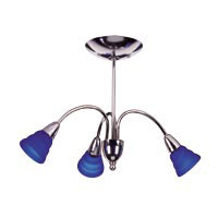 Siro 3 Arm Chrome Effect Pendant Light Blue Shades