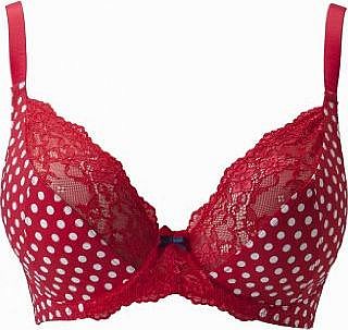 Tease Plunge Underwired Bra Red Spot 34F