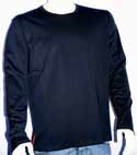 Mens Navy Round Neck Long Sleeve Cotton T-Shirt