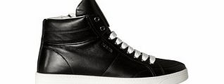 Black leather high-top sneakers