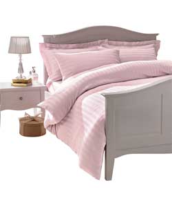 Satin Stripe Dusky Pink Duvet Set - Double