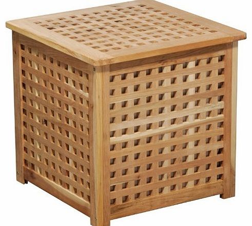 Premier WALNUT WOOD CRISS CROSS STORAGE TABLE LAUNDRY BASKET