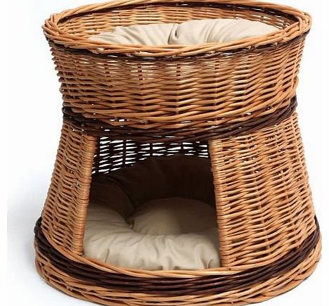 Wicker Two Tier Cat House Basket