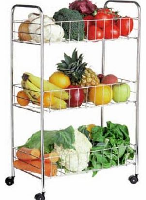 3 Tier Kitchen Chrome Trolley Vegetable Storage Rack