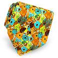 Aqua and Orange Floral Printed Silk Tie