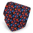 Black and Red Flowers Printed Silk Tie