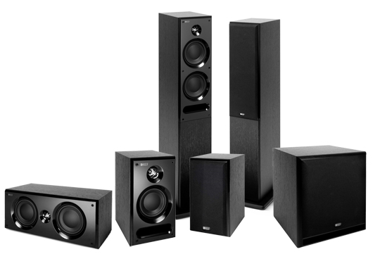 KEF AV 5 Speaker Pack - Black Ash + Onkyo