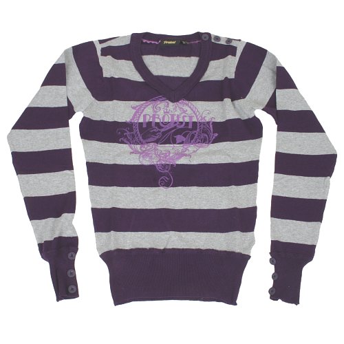 Ladies Protest Pixy Striped Sweat 132 Aubergine