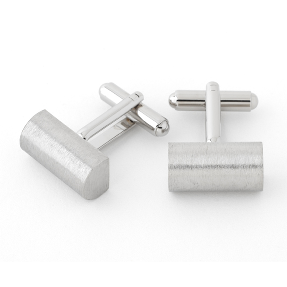 Brushed Metal Cylinder Cufflinks