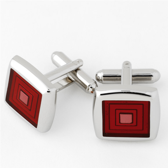 Red Flaunden Square Cufflinks