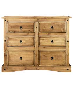 3 and 3 Drawer Chest Dark - Pine