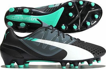 evoSPEED 1.3 FG Football Boots Black/White/Turbo