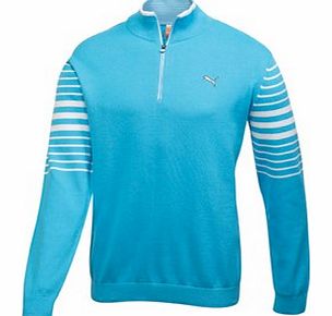 Mens 1/4 Zip Stripe Cotton Sweater