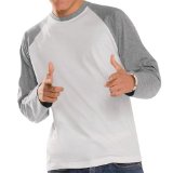 Hanes Baseball Long-Sleeve, White/Grey, L