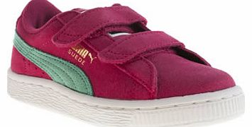 kids puma pink suede classic velcro girls