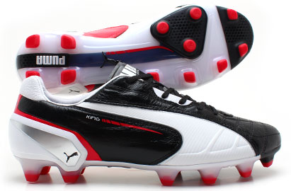 King FG Football Boots Black/White/Ribbon Red