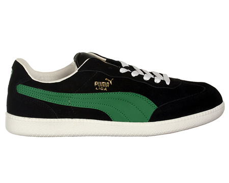 Liga Black/Green Suede Trainers