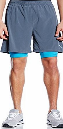 Puma Mens Running Power Cool 7-Inch 2-in-1 Short - Turbulence/Hawaiian Ocean, Medium