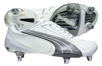 V1-08 SG K Leather Football Boots White/Grey