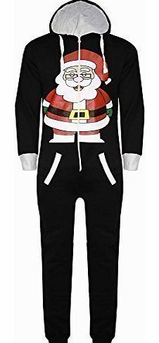 Womens Mens Unisex Santa All in One Hoody Piece Xmas Christmas Jumpsuit Onesie