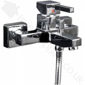 Square Chrome Wall Mounted Bath Shower