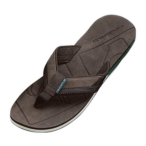 Mens Quiksilver Hiatus Leather Flip Flops Brown