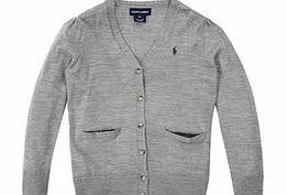 Girls 7-14yrs grey wool cardigan