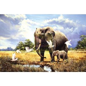 Elephants at the Waterhole 500 Piece Jigsaw Puzzle