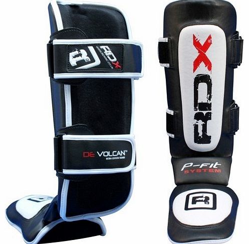 Authentic RDX Leather Shin instep pad MMA leg guards Muay Thai-Large