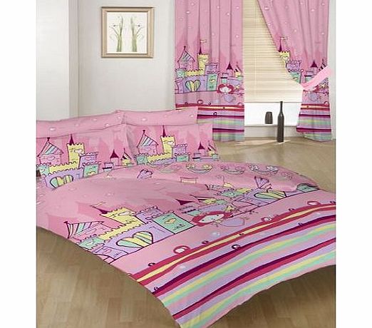 Princess Castle Double Duvet Cover Set with Curtains 66 x 72``