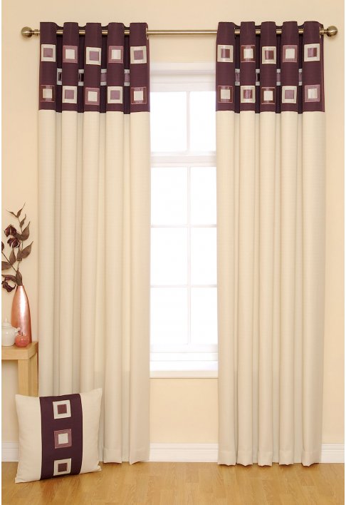 Milan Damson Lined Eyelet Curtains