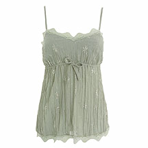 Khaki crinkle embroidered camisole