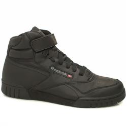 Male Reebok Ex-O-Fit Hi Leather Upper Hi Tops in Black, White