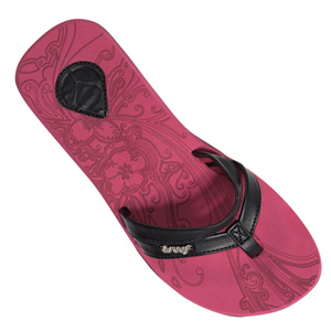 Ladies Reef B-Lish Flip Flops. Pink Black