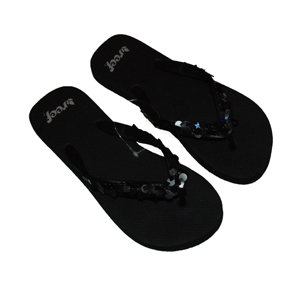 Ladies Reef Bedazzled Flip Flop. Black