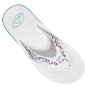 Ladies Reef Fanning Flip Flop. Blue Plaid