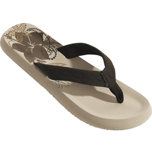 Ladies Reef Seaside Printed Flip Flops. Taupe