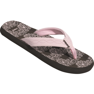 Ladies Reef Seaside PrintedFlip Flops. Brown Pink