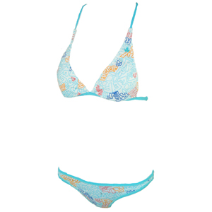 Ladies Reef Solid Gold Printed Halter Bikini. Aqua