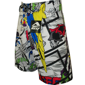 Mens Reef Parrot Jokes Boardshort. White