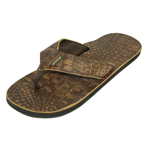 Mens Reef Smoothy Flip Flop. Brown Croc